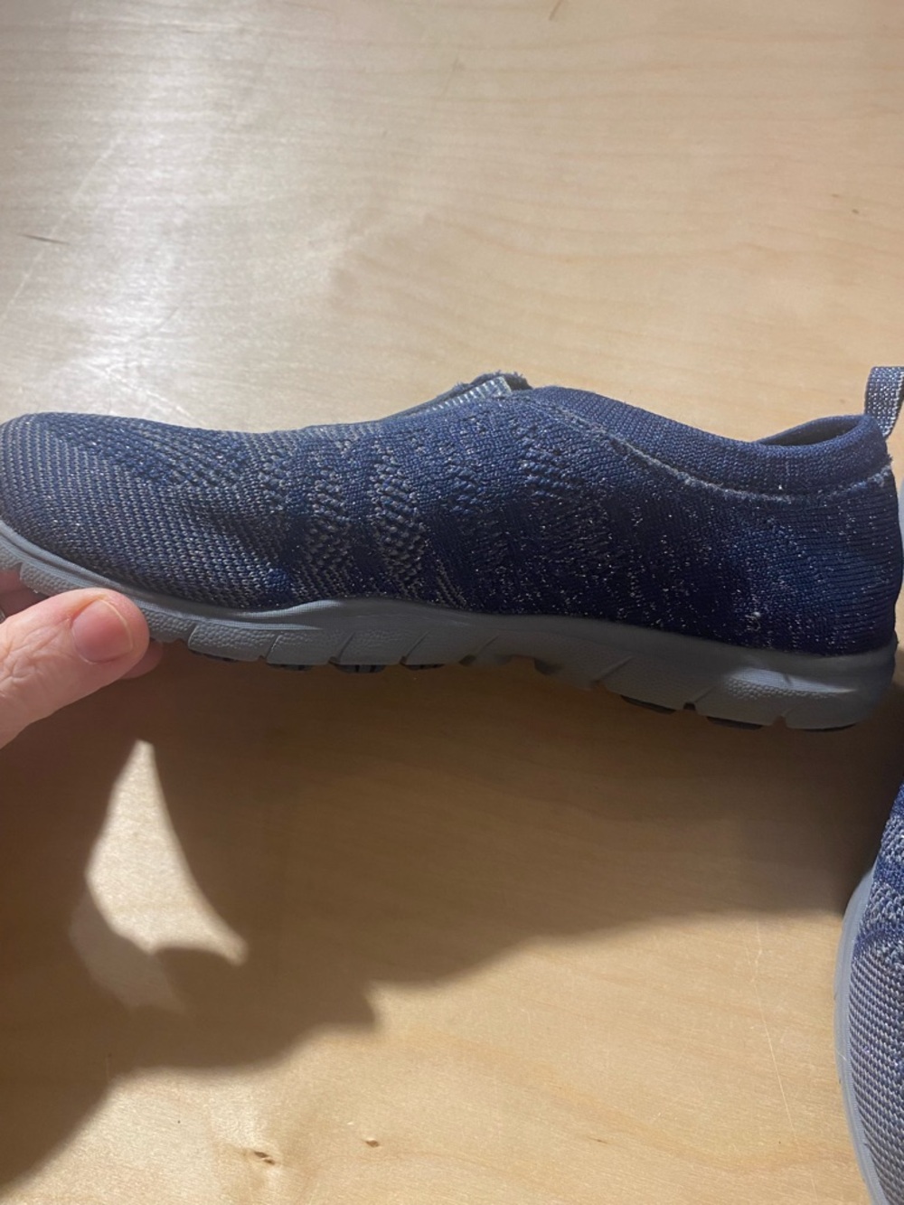 Skechers Navy Blue Slip-On Knit Sneakers 7 (Box 1) - Picture 5 of 13